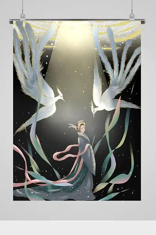 古风大气仙鹤主题插画