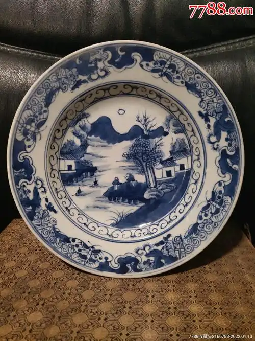 青花山水,人物盘_青花瓷_第2张_7788陶器收藏