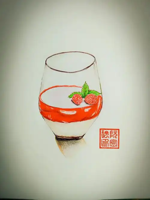 彩铅《红莓布丁》