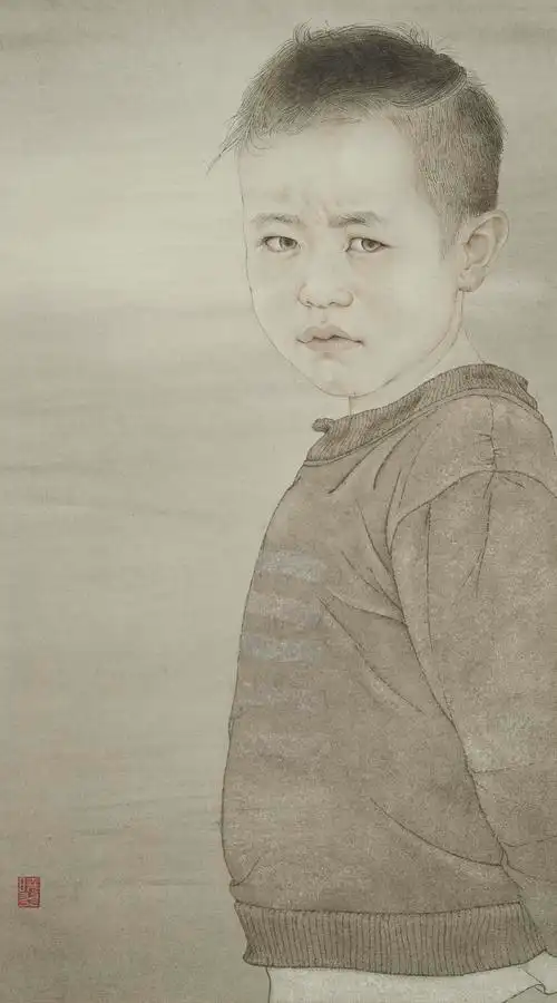 一组儿童肖像系列工笔画