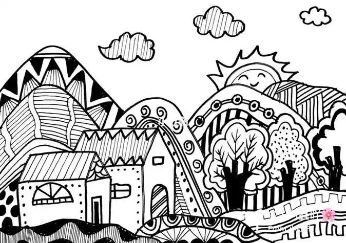 线描风景画线描风景画简单