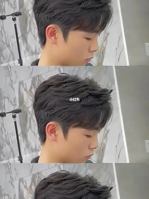 男士三七分纹理烫简单的细节不一样的质感