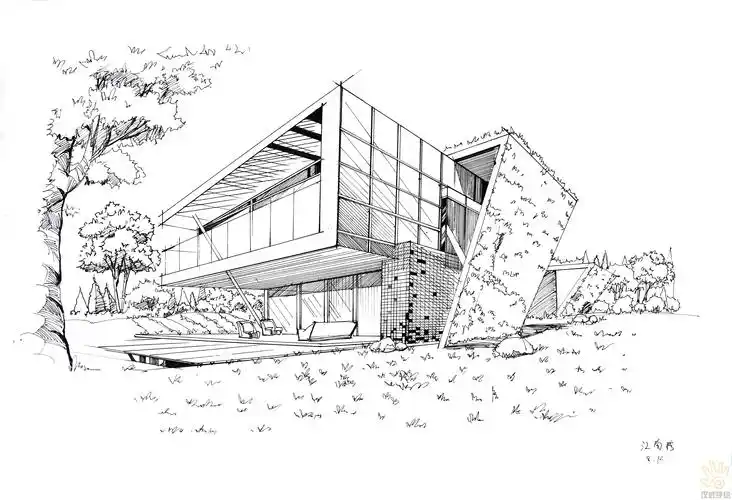 环境景观建筑手绘效果图线稿图