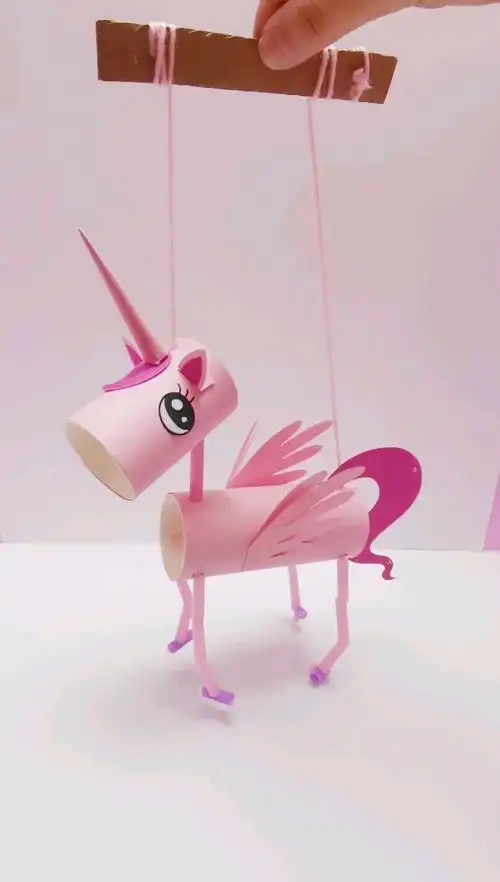 手工制作#提线木偶,独角兽教程来喽-度小视