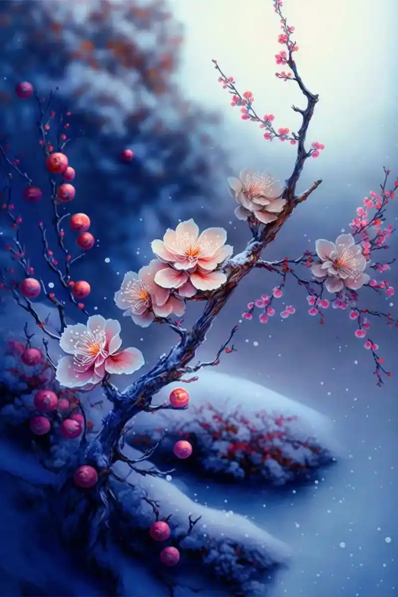 傲雪凌霜,寒梅花开.梅花无意把枝伸,朵朵花开不染尘.冰清玉洁 - 抖音