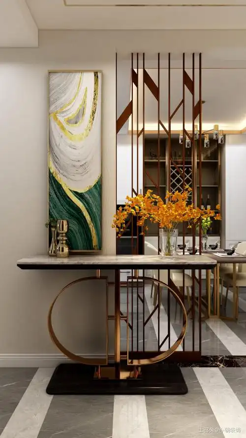 太原市嘉怡龙城湾117平米简美式玄关窗帘美式经典玄关设计图片赏析