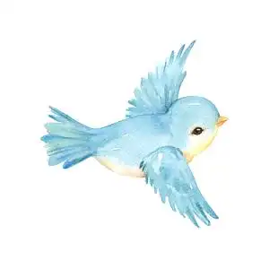 蓝色飞翔的卡通小鸟素材