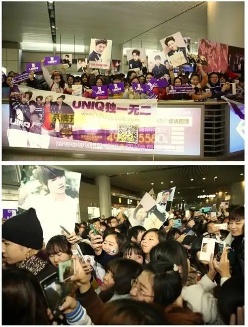 [uniq][新闻]141223 亚洲人气天团uniq录制《快乐大本营》粉丝接机