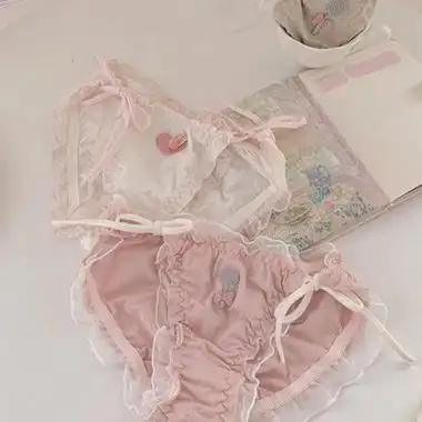 5件88折森日叶甜美甜美绑带纯棉内裤女纯欲日可爱女生系带底裤女三角