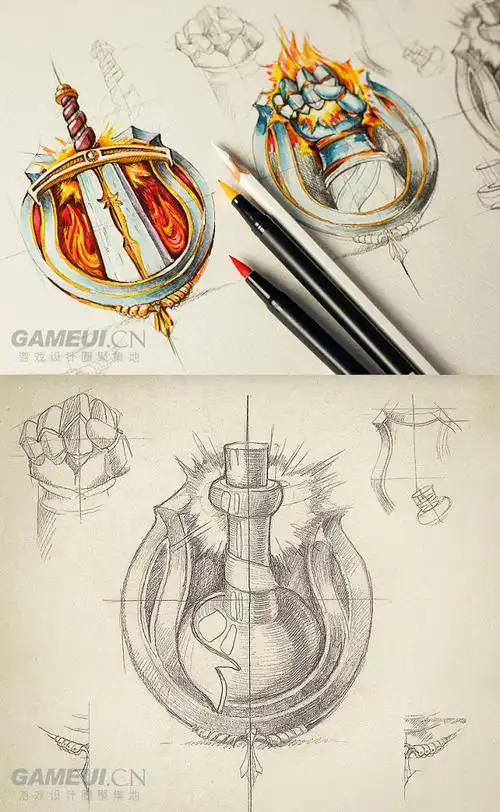 mike手绘图标作品剑与铁拳gameui游戏设计圈聚集地游戏ui游戏界面游戏