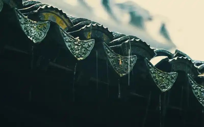 活动作品空境古风雨景春雨屋檐素材无水印