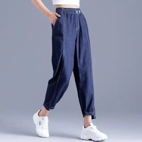 休闲新款夏季牛仔裤女裤宽松老爹哈伦