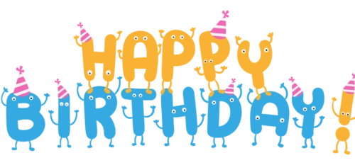 卡通可爱拟人英文生日快乐艺术字体