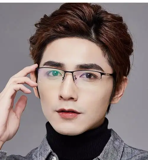 复古方框文艺轻金属半框高度近视眼镜框男0600度161防蓝光枪色镜框