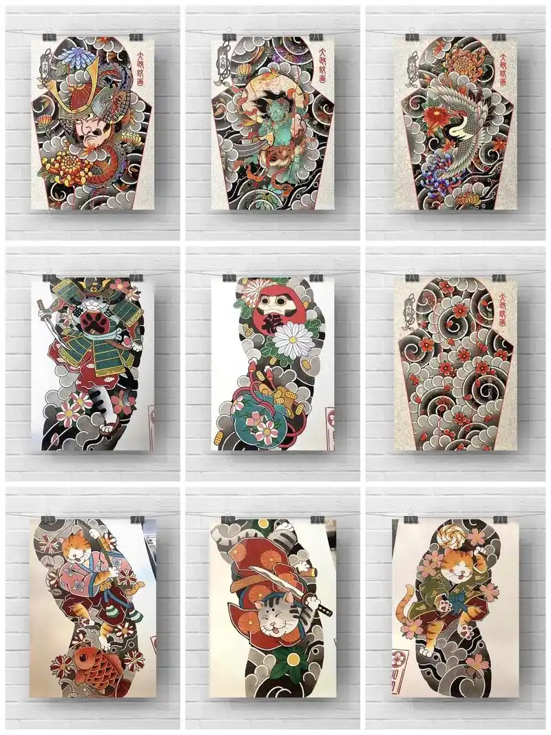 老传统花臂手稿分享#手稿分享 #防水纹身贴 #日式老传统 # - 抖音