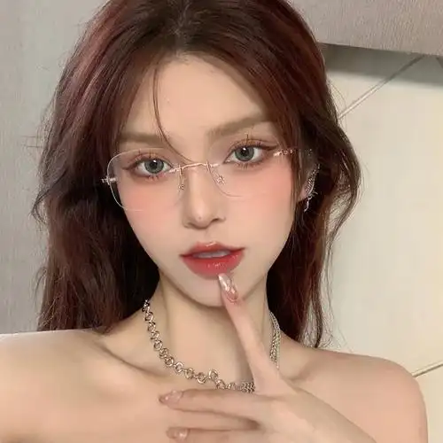 透明框眼镜女_方形无边框眼镜女网红款透明无镜框流行眼镜小众韩版