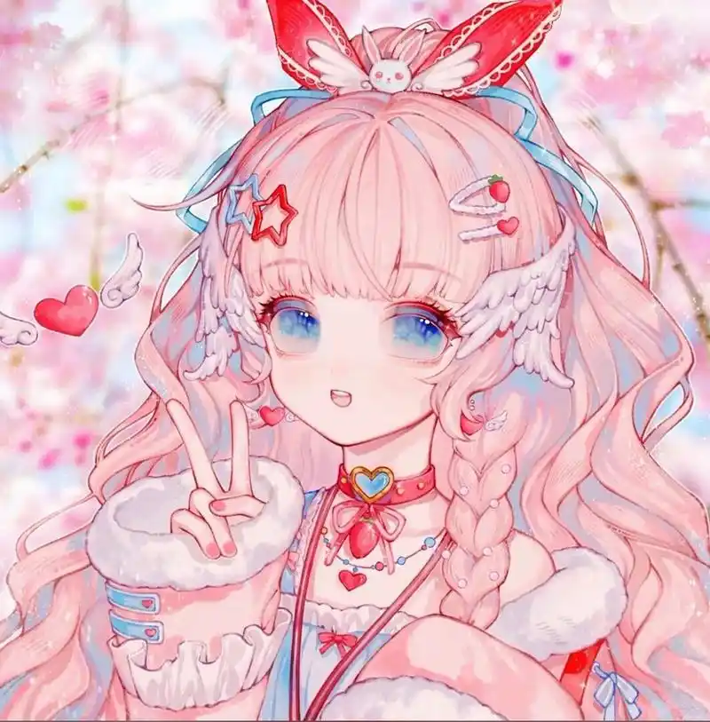 粉色系动漫女生头像(3) 抱图可以,首先点赞收藏.