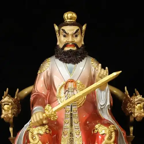 道教神像高明铜像师爷祖师张道陵张天师大号纯铜摆件