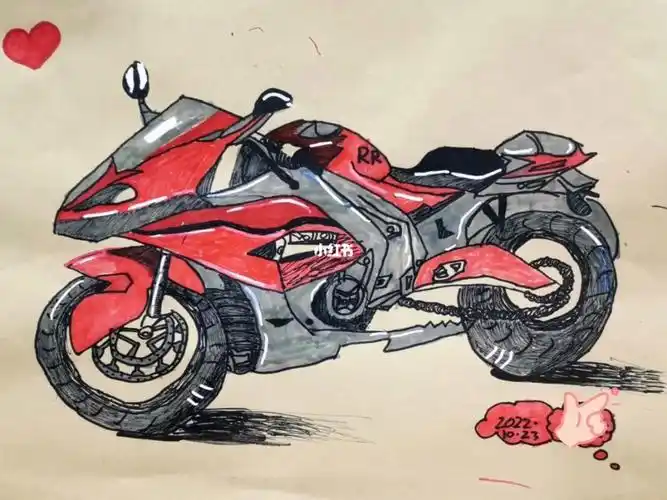 创意美术  #摩托车  #写生