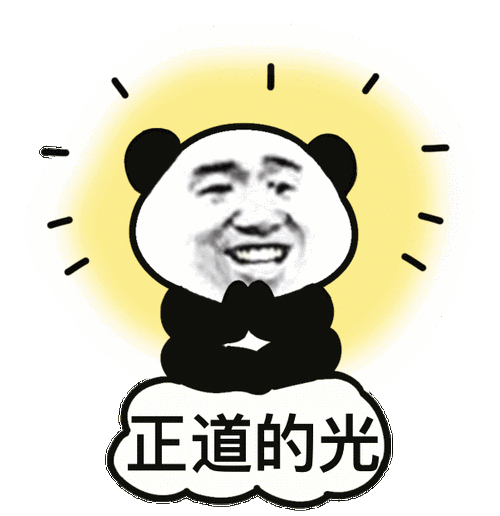 熊猫头双手合十发着金光:正道的光gif动图表情包