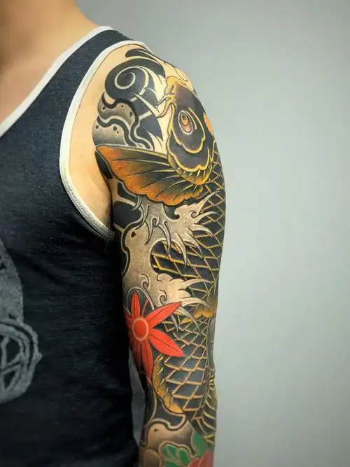 日式鲤鱼_纹身图案手稿图片_晓鹏的纹身作品集