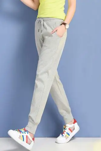 夏季薄款韩版纯色运动裤女显瘦休闲裤收口百搭卫裤宽松纯棉瑜伽裤