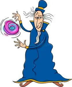 邪恶的巫师男邪恶巫师卡通插图照片