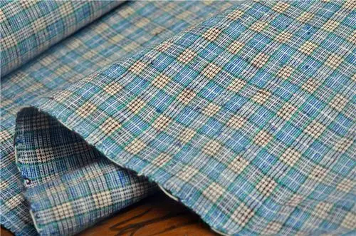 热卖老上海全棉老粗布手织布土布老布手工布料-素色小格子组合