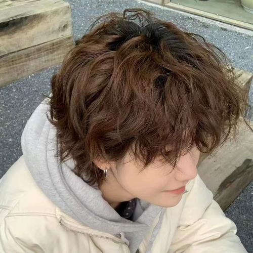 日系男生假发仿真发男短发发型全头套式韩版帅气锡纸烫羊毛卷男士