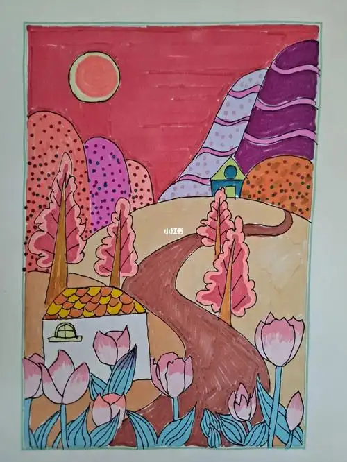 三年级美术红色的画