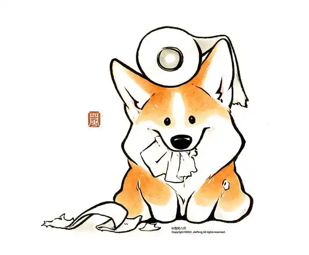 小肥基--柯基犬插画