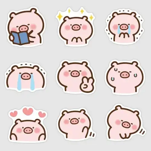 40张卡通粉色小猪手账贴纸装饰小图案可爱少女手帐素材少女心猪呆