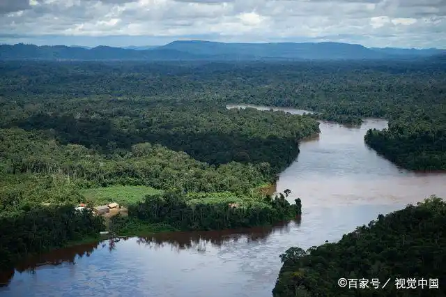俯瞰巴西亚马逊地区景观热带雨林郁郁葱葱