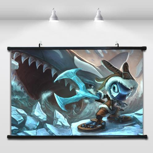 英雄联盟lol小鱼人皮肤潮汐海灵菲兹卧室布料墙贴挂画海报装饰画