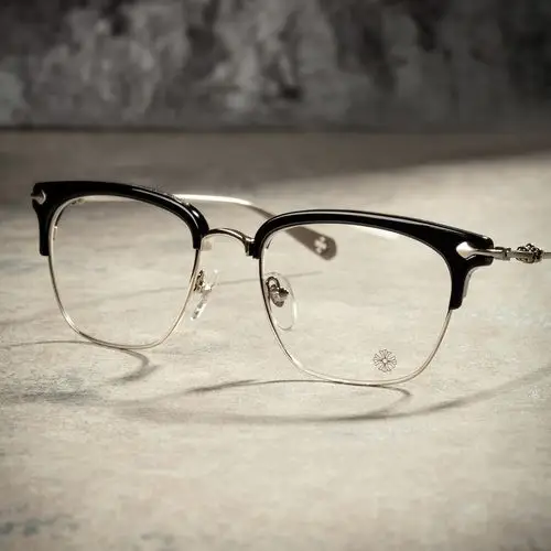 mokcheon眼镜平光复古黑框半框眼镜架男大框配成品近视眼镜男士