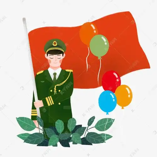 八一陆军军人举旗子png素材