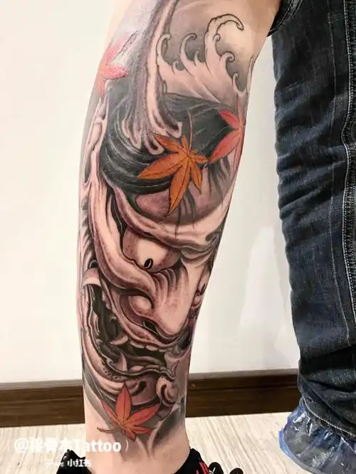 接骨木tattoo原创作品般若水浪枫叶
