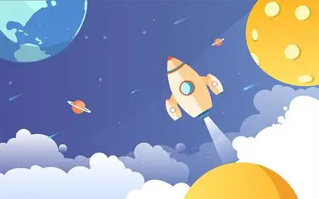 火箭升空发射太空科技星空中国航天日宇宙矢量图航天日火箭