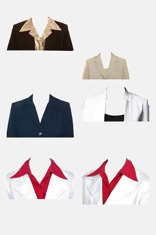 高端红领子女性正装照半身照免抠素材