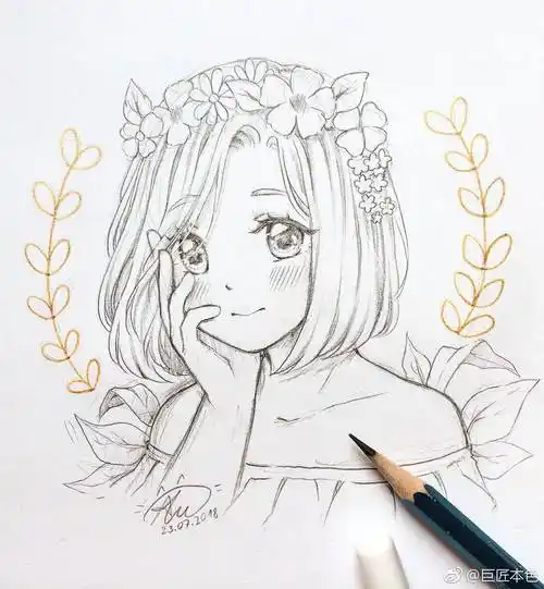 微博绘画素材,练手,动漫素描,可爱,二次元