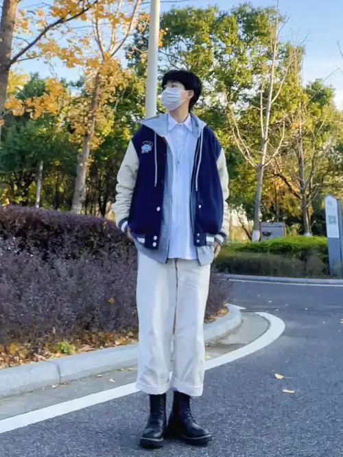 秋冬男生日系穿搭棒球服才有的少年感穿搭