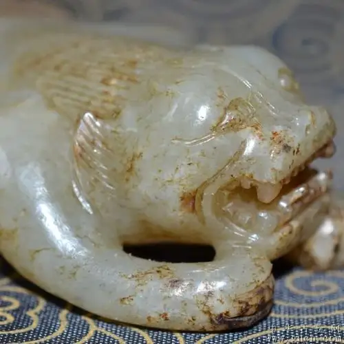 高古汉代古玩古玉和田玉老玉老件沁色玉熊把件