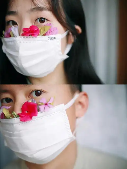 情侣口罩花把春天装进口罩也太会了吧