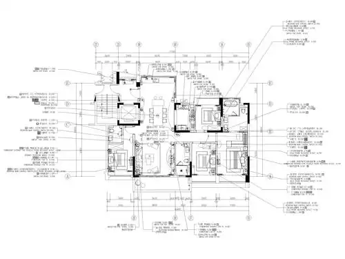 海南三亚154㎡现代四居家装样板间施工图