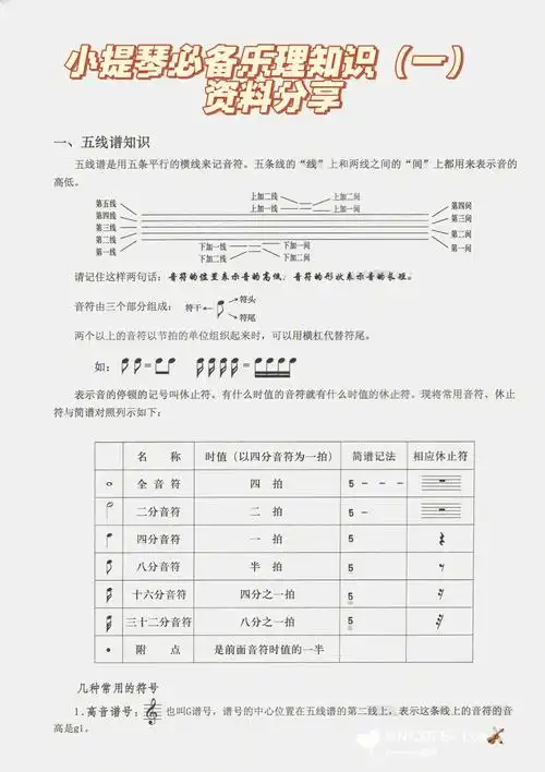 小提琴必备乐理知识一资料分享