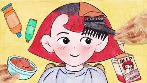 纸动画樂園,美美去理发店染头发了,她好喜欢粉红色的头发!