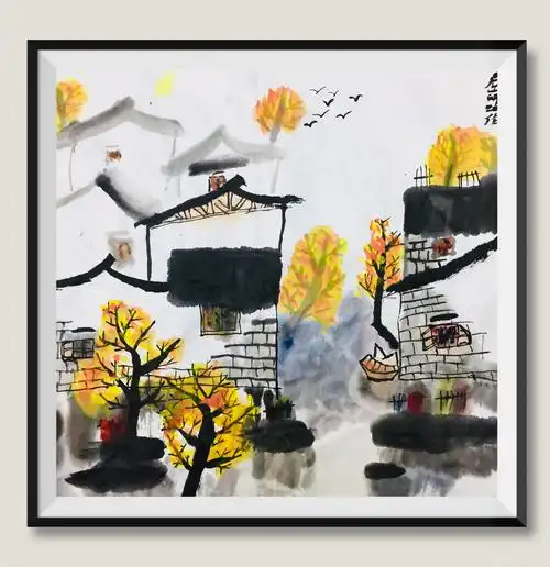 10周日下午班·东校区·白石大师班作品·国画《江南水乡》