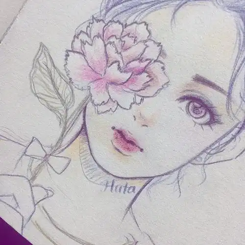 很好看的彩铅画手绘少女,拿去当临摹素材吧