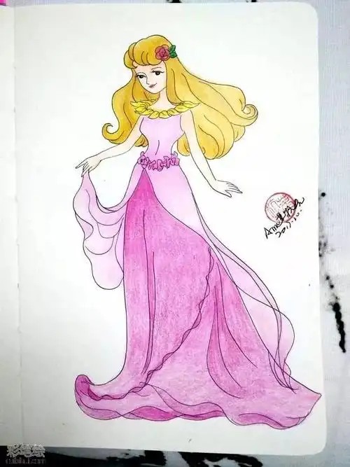 公主彩铅画教程