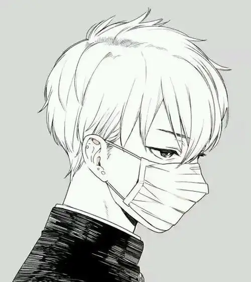 黑白动漫图-二次元少年-美男-男生